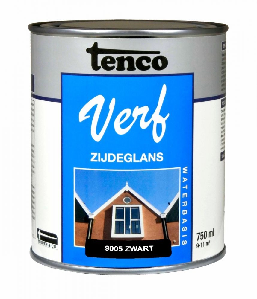 Tenco verf zijdeglans zwart 9005) - 750 ml Terpentine - Verf - Vanderveenshop
